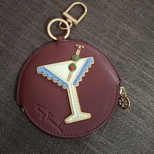 Tory Burch Burgundy Coin Pouch with Martini Motif